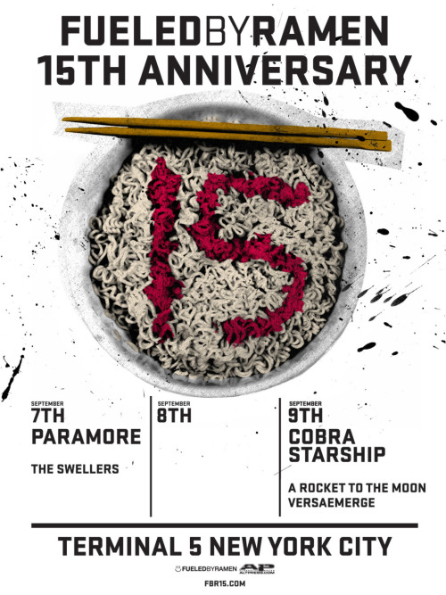 blakeve:  versaemerge:  VersaEmerge will be playing at The Fueled By Ramen 15th Anniversary shows in New York City! They will be joining Cobra Starship and A Rocket To The Moon on September 9th. You can check out more details at FBR15.com.  See you there!
