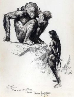 demonicrevolution:  frazetta:  Illustration for Pellucidar.  oooohhhhhh my~ 