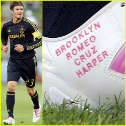David has his kids’ names on his shoes….