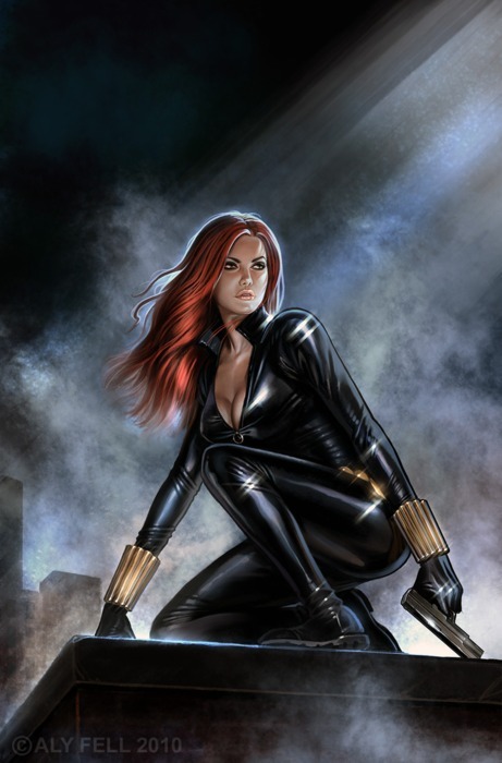 timetravelandrocketpoweredapes:  Black Widow by Aly Fell Artist: website 