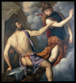 necspenecmetu:  Paris Bordone, Athena Scorning the Advances of Hephaestus, 1555-60 
