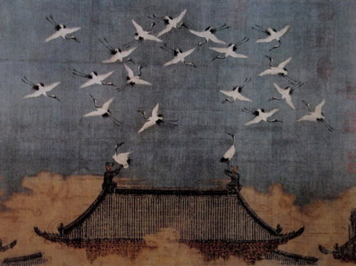 journalofanobody:Hui Tsung (Huizong), 1082-1135, Auspicious Cranes (detail)