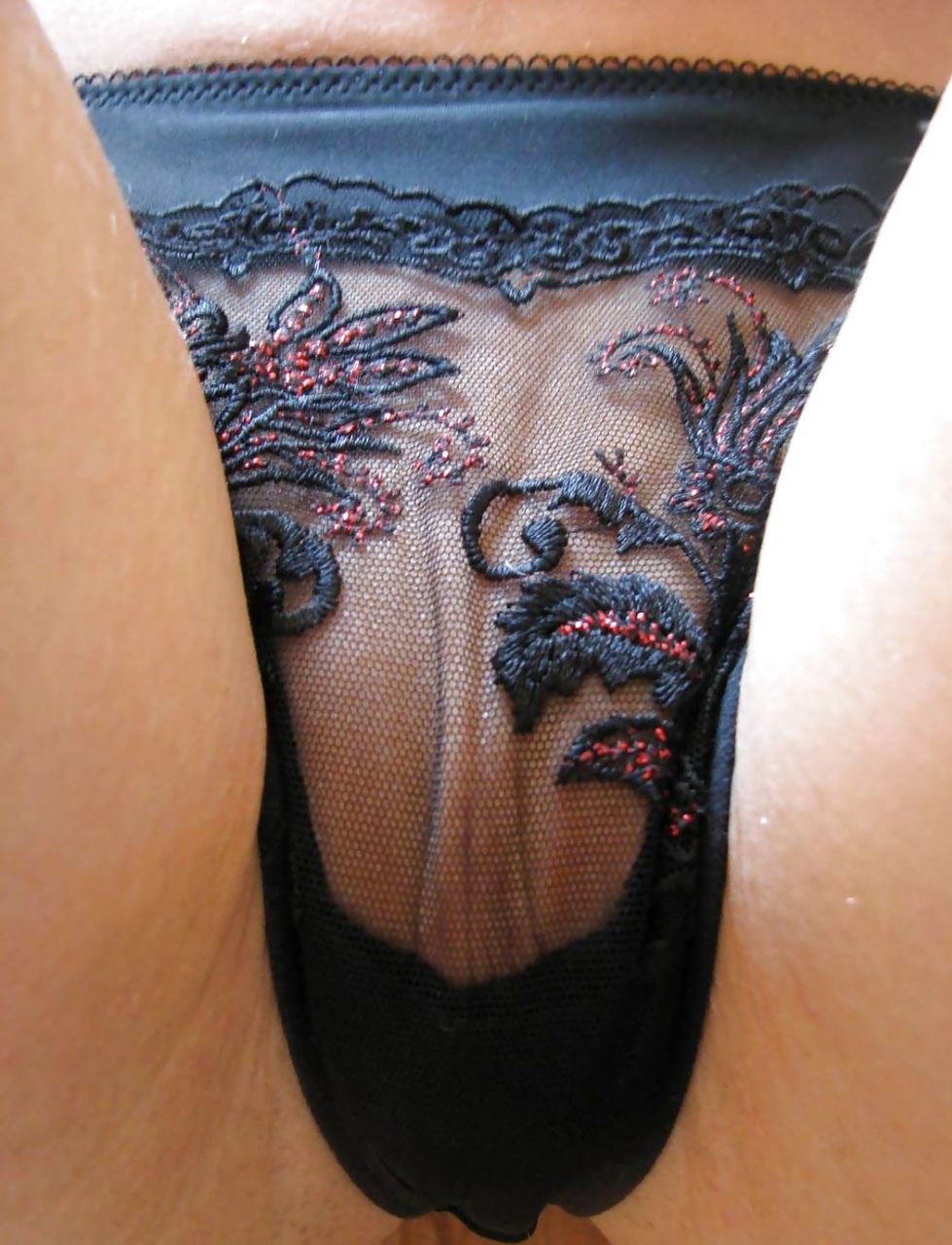 See through lace panties pussy