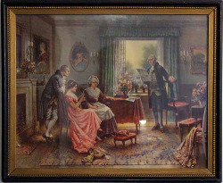 sedfierisentio:  foundingfatherfest:  Painting of Hamilton, Elizabeth Hamilton, Martha, and George Washington by Edward Percy Moran. Washington is checkin’ out his Farewell Address.  aaahhhhh WHAT THE FUCK I CAN’T COMMENT ON THIS TUMBLR ISN’T LETTING