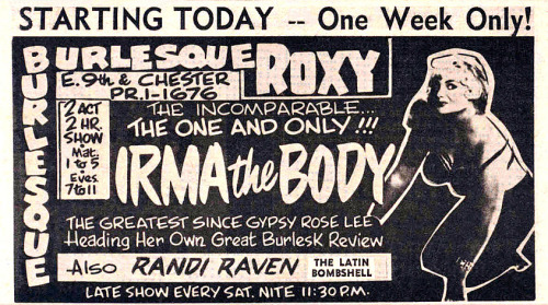 Sex A newspaper ad promoting an Irma The Body pictures