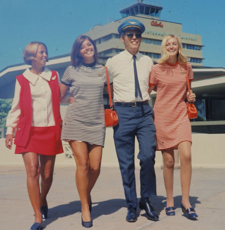 davidkarle:  Vintage airline stewardesses in color (via Express Night Out)