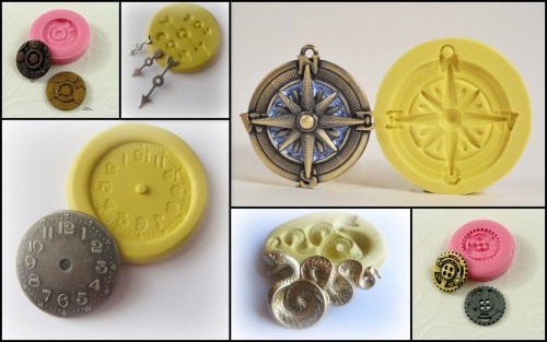 All molds from Etsy. Steampunk Flexible Silicone molds for resin or polymer clay. Steampunk Gear is 