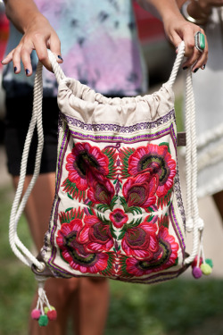 freepeople:  Embroidered back pack,  Festival Fashion at Pitchfork Music Festival 