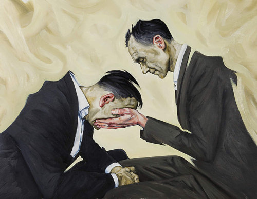 darksilenceinsuburbia:  Peter Ravn. I Non Indifferenti, 2010.  Oil on canvas, 115 x 150 cm 