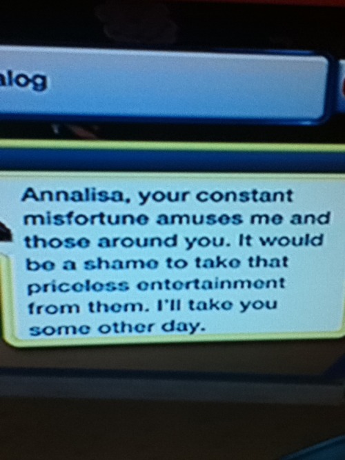 fuckyeahsimsmeme:  On the Sims3 for Xbox. My daughter got electrocuted trying to repair a TV, and the Grim Reaper came, and said that…   Lmfao that’s horrible