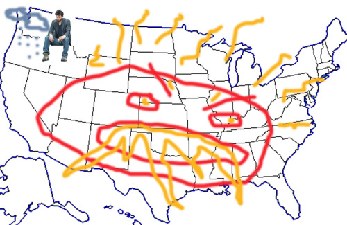 resurrectedrule: the-madame-hatter: ridic: Latest United States weather map accurate yup Time to tra