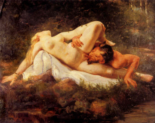 hornytails: Satyr und Nymph Arthur Fisher 1900, Oil on Canvas There’s a sculpture based off th