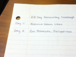 Day 2: Hand write your city and country of