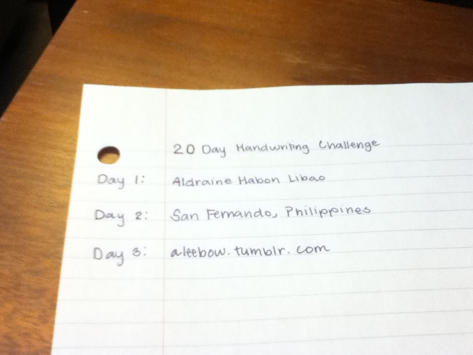 Day 3: Hand write your Tumblr URL.