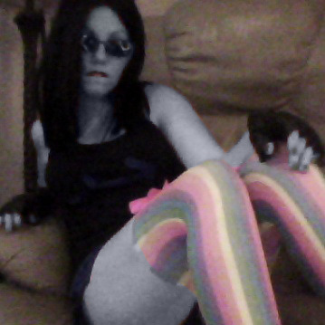 prodigiousfeldspar:Me camwhorin it up as thighhighstuck Equius Please excuse the shitty-ass quality.