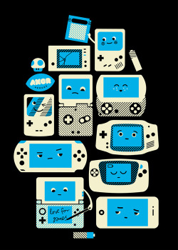 gamefreaksnz:  AXOR Heroes - Love For Handhelds Art Print by Axel Pfaender Fine art print on bright white, matte, ultra smooth, 100% cotton rag,  acid and lignin free archival paper using an advanced digital dry ink  method to ensure vibrant image quality