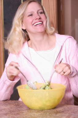 Sex  White women laughing alone with salad  pictures