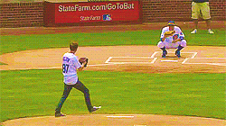 feltgasm: Tom Felton throws out the first pitch at Friday’s Cubs-Astros game 