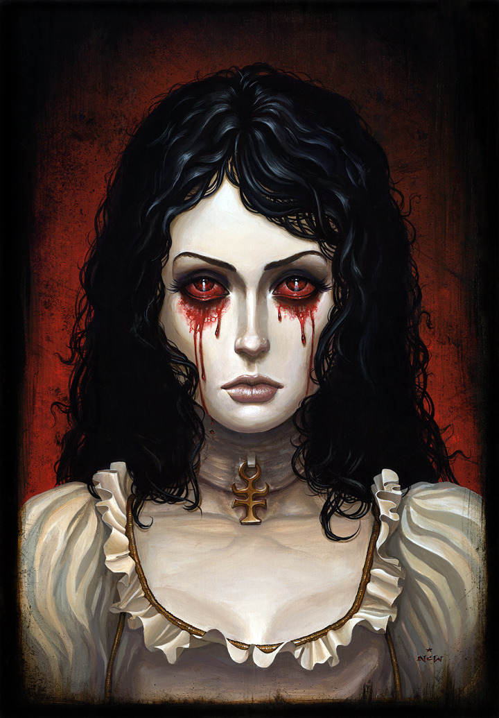 ncwinters:  HysteriaAcrylic on paper, mounted to wood panel, resined. 14.5” x 21”