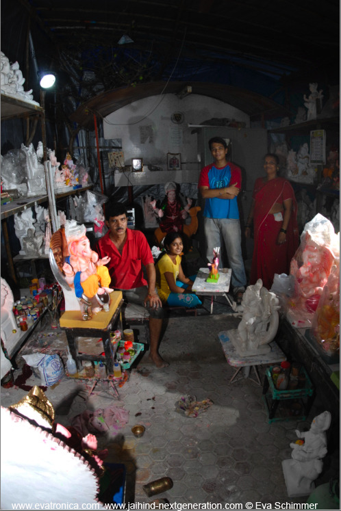 Mumbai - family business - preparations for ghanesha festival… plastic figures are handpainted piece for piece.