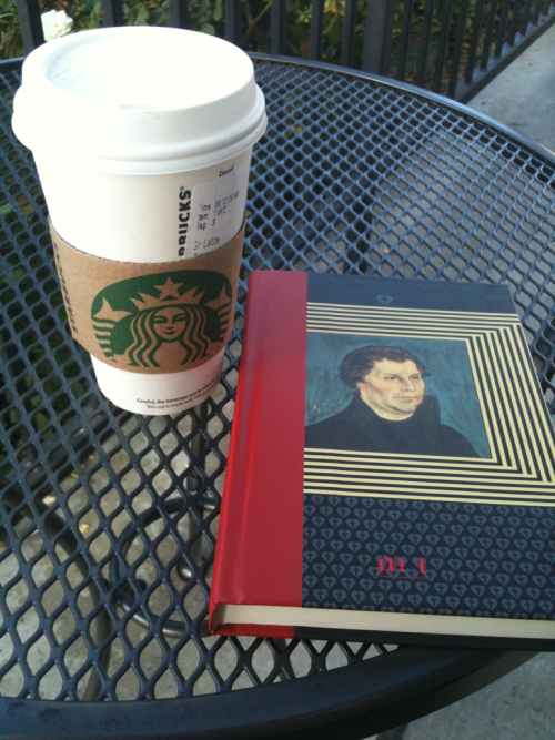 Pre-work coffee and a biography of Martin Luther by famed scholar Martin Marty. That’s a good mornin