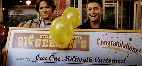 ashdoode:  “My favorite part of that episode is actually — just the look on Jensen’s face? When we win — when we have the cheque? He looks like he’s 6 years old! There’s something about…there’s something about — ‘cause he —he’s