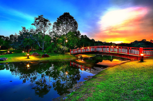 sunsurfer:  Red Bridge at Sunset, Kyoto, Japan  photo via castlesinthesky