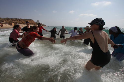 hippity-hoppity-brigade:Palestinian women and girls from the West Bank at the beach in Tel Aviv, af