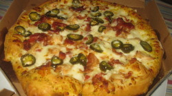 This is what its looking like tonight Pizza 1: chicken barbeque sauce pepperoni and jalapenos pizza 2:Bacon jalapenos and Alfredo sauce