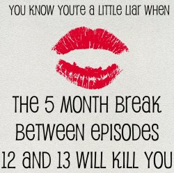 you-know-youre-a-little-liar:  You know you’re a Little Liar when the 5 month break between episodes 12 and 13 will kill you (although there is a Halloween episode) 