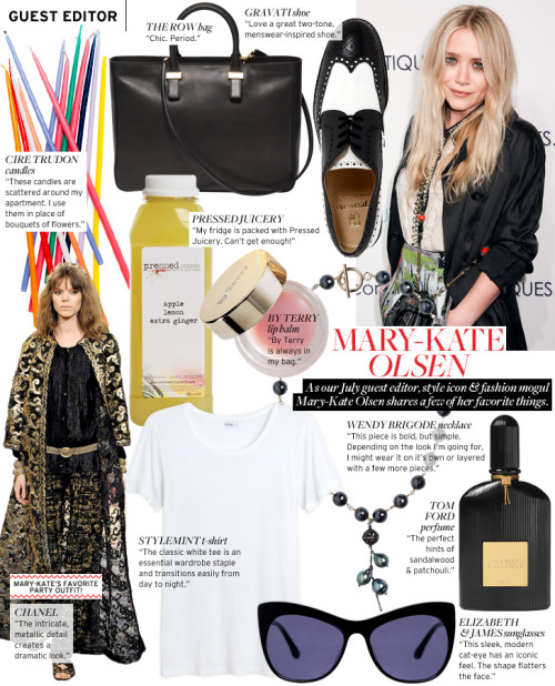 latteetmode:Mary-Kate Olsen shares a few of her favourite things.. 