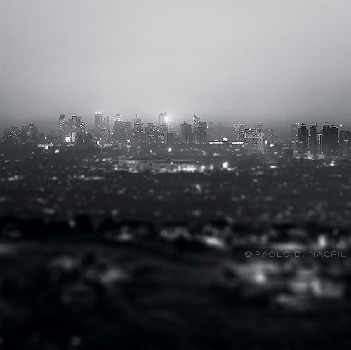 fuckyeahstreetlights:  The City Skyline Metro Manila, Philippines. Tilt shift effect