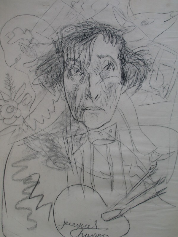 yama-bato:  Dessin au fusain. Portrait de Marc Chagall.Jacques Chapiro ( 1887 en