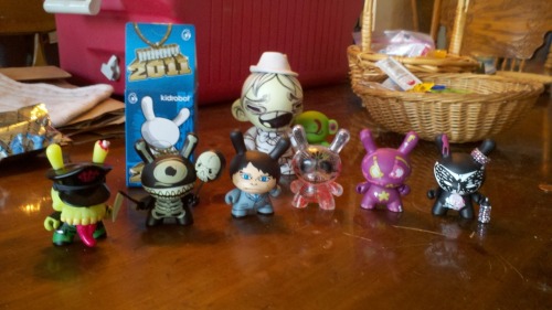 My small Dunny Collection. Plus one unfinished 8&quot; DIY Munny in the back. I just picked up MAD&r