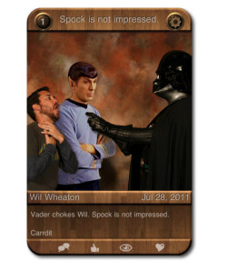 laughingsquid:  Vader chokes Wil. Spock is not impressed.  Wheatoooon!!!