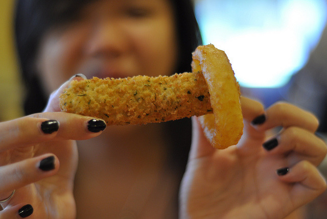 hollyywood:  wanna put your cheese stick in my onion ring 