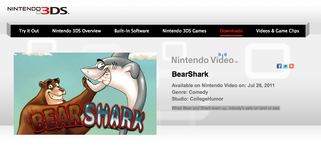 nikoanesti:
“ kevincorrigan:
“ collegehumor:
“ benjoseph:
“ Guess what’s now available on the Nintendo 3Ds!
”
Bearshark fans, rejoice.
”
That comic series, Shark Attack, that Caldwell and I write together is now available in cartoon form in 3D on the...