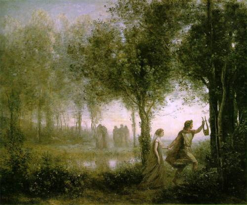 necspenecmetu:Jean-Baptiste-Camille Corot, Orpheus Leading Eurydice from the Underworld, 1861