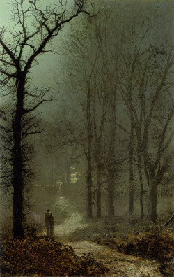welovepaintings:  John Atkinson Grimshaw (1836-1893)Lovers in a woodOil On Card-187336 x 23.2 cm(14.17” x 9.13”)Private collection 