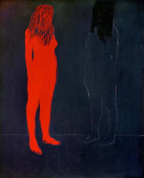 mtrt:  Robert Fry   Purple Study 8  2009 Acrylic, oil, enamel, gloss paint and marker pen on canvas 198 x 163 cms 78 x 64 1/8 ins   