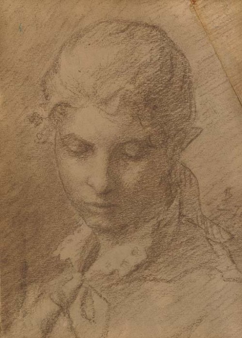 Portrait of a young lady, pencil on paper,Helene Schjerfbeck. Finnish Painter, (1862 -1946)