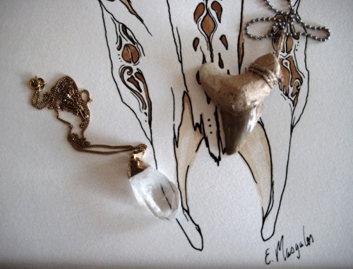 Animal Tooth and Crystal Necklace by Eliana Masgalos for VOOO. Available at Fashion Food. Seen at Ou