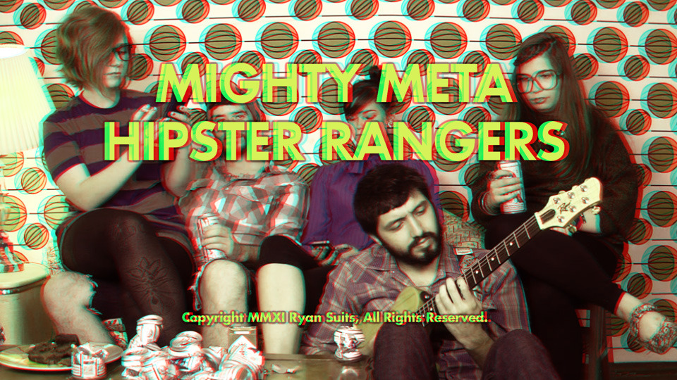 Mighty Meta Hipster Rangers 3D Anaglyph title card (for red/cyan glasses)