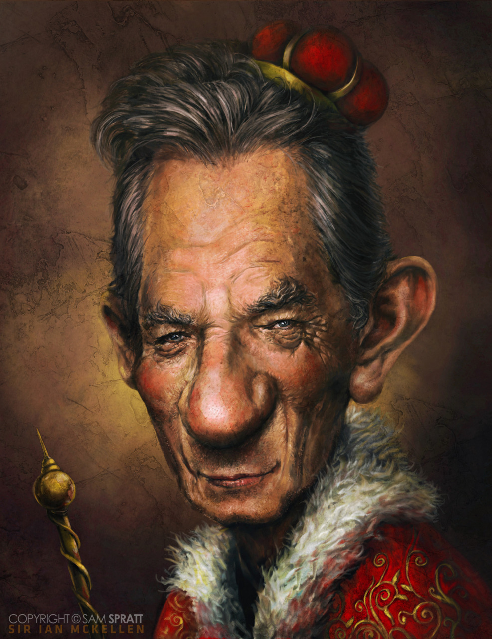 samspratt:  “Sir Ian Mckellen” - Caricature Portrait by Sam Spratt 