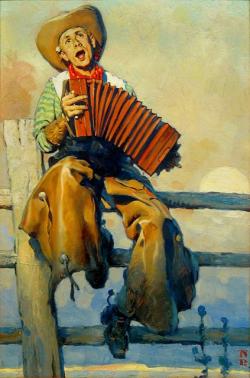 paperimages:  Norman Rockwell  -  Singing Cowboy 