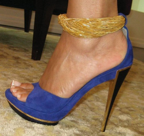 Sacco 1823 Blue Electric Platform with gold ankle chain