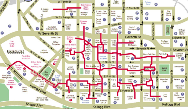 St. Paul MN, Skyway Map