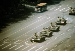 dieorfree:   Tanks rolling into China’s Tiananmen Square (Beijing). This came as a result of student pro-democracy protests in 1989. 
