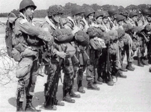 US Army paratroopers preparing for their historic D-Day jump.