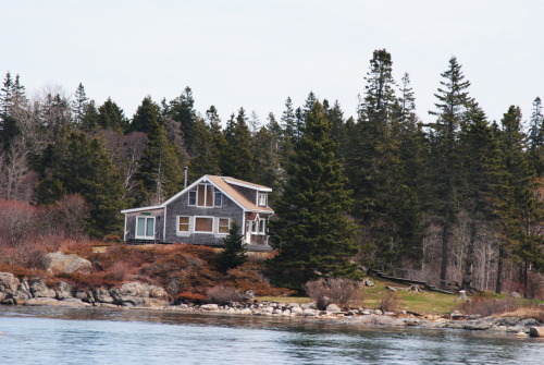 Houses near Vinelhaven, off the shore of Rockland, Maine, where we honeymooned. I loved the architec